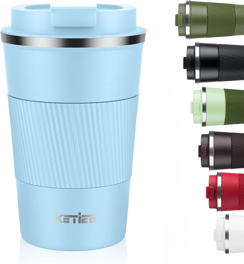 KETIEE Travel Mug 12oz, Insulated Coffee Mug with Leakproof Lid, Travel Coffee Mug Vacuum Stainless Steel Double Walled Reusable Coffee Cup for Hot and Iced Coffee Tea Water - Image 1